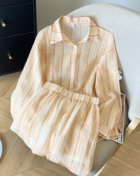 Casual sunscreen shirt summer shorts 2pcs set for women
