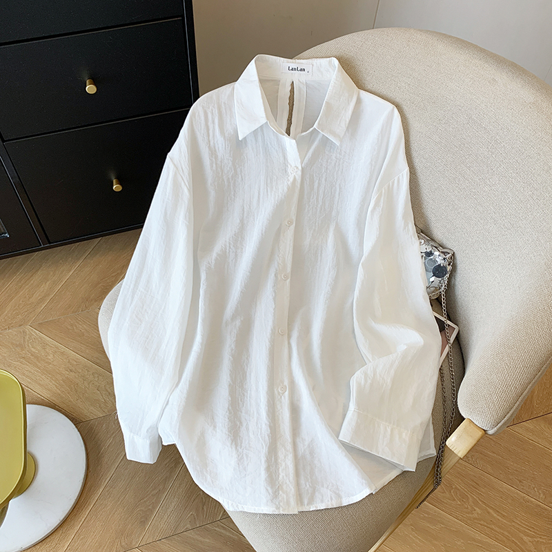 Niche France style sun shirt short white coat