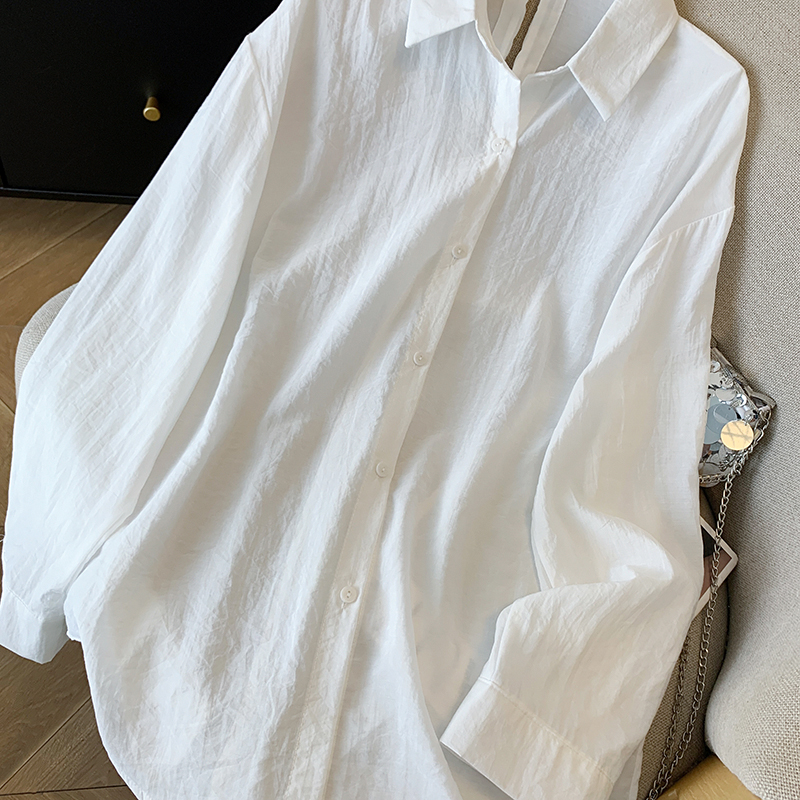 Niche France style sun shirt short white coat