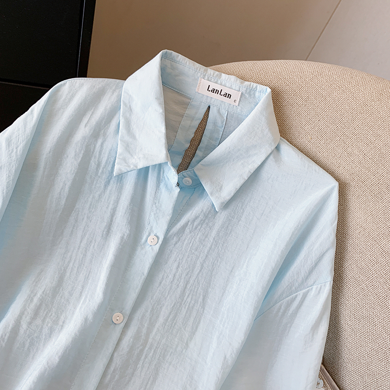 Niche France style sun shirt short white coat
