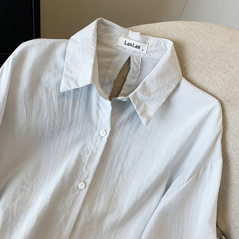 Niche France style sun shirt short white coat
