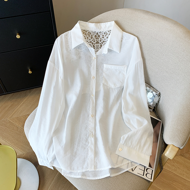 France style all-match hollow shirt lace summer sun shirt