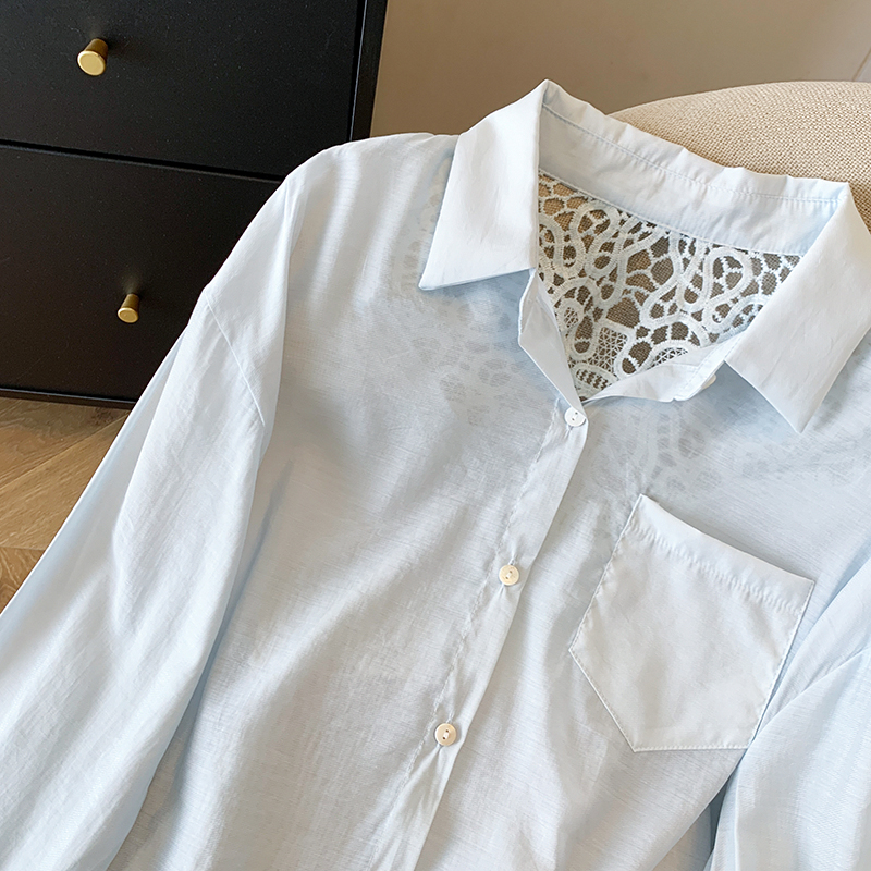 France style all-match hollow shirt lace summer sun shirt