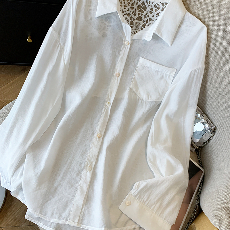 France style all-match hollow shirt lace summer sun shirt