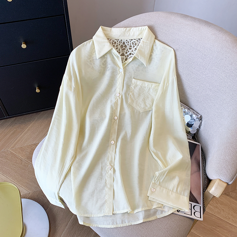 France style all-match hollow shirt lace summer sun shirt