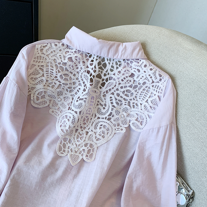 France style all-match hollow shirt lace summer sun shirt