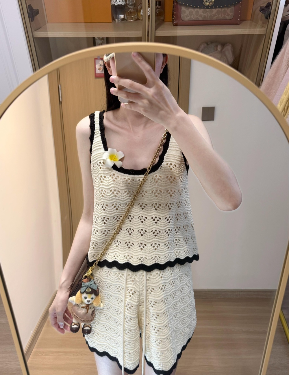 Knitted Korean style vest mixed colors shorts 2pcs set