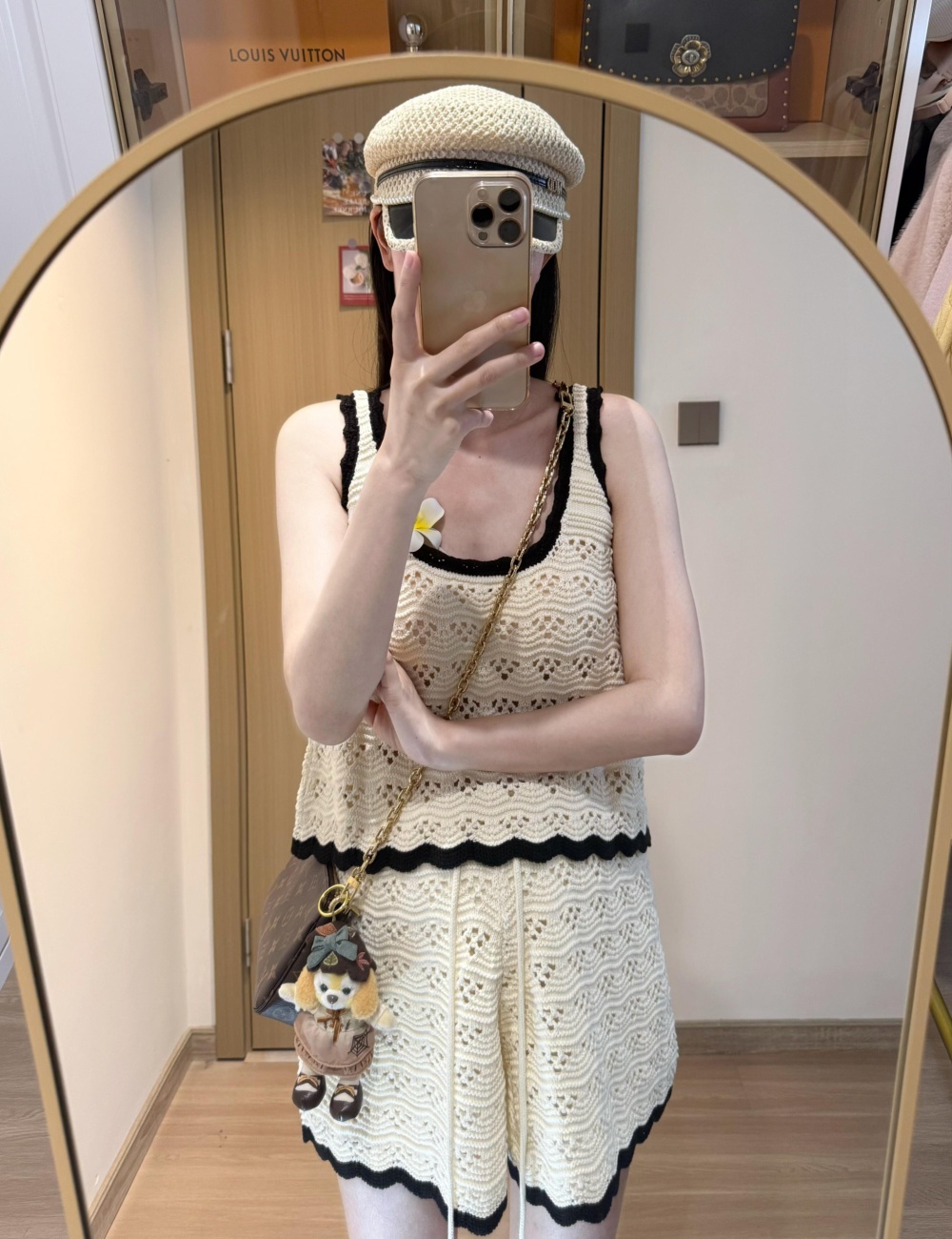 Knitted Korean style vest mixed colors shorts 2pcs set