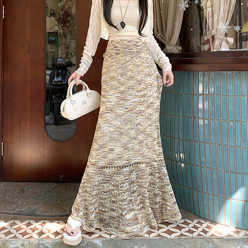 Korean style skirt knitted mopping skirt for women