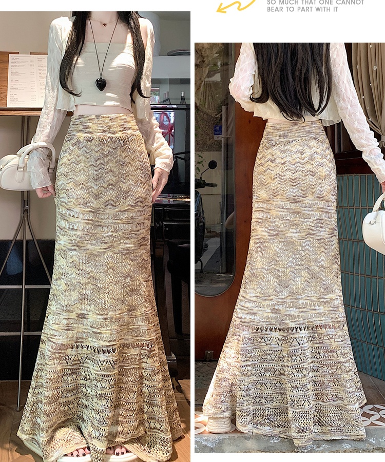 Korean style skirt knitted mopping skirt for women