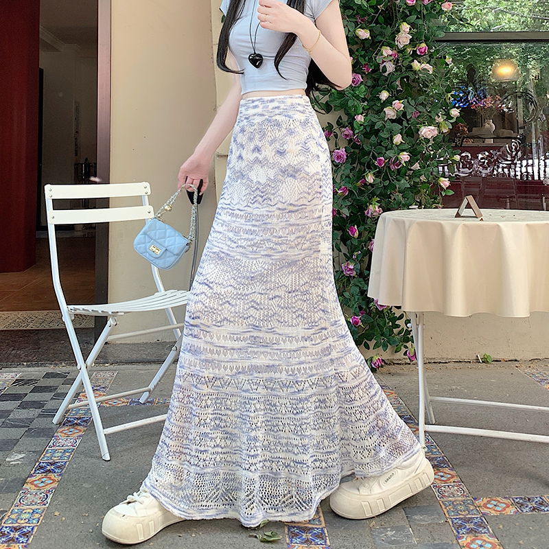 Korean style skirt knitted mopping skirt for women