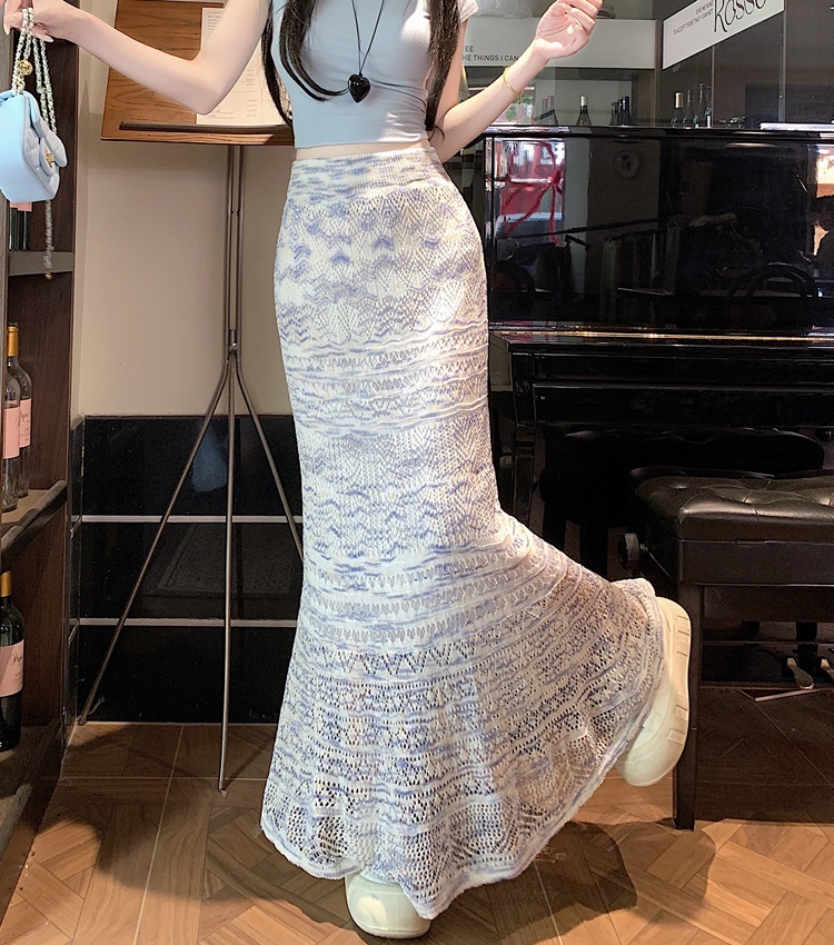 Korean style skirt knitted mopping skirt for women