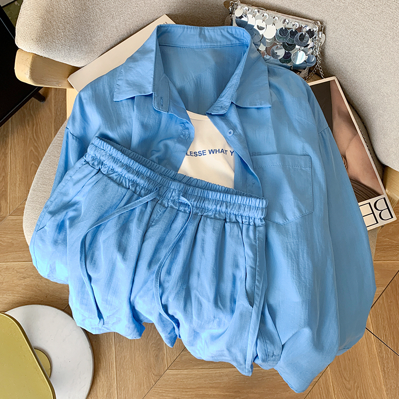 Sling shorts Casual sun shirt 3pcs set for women