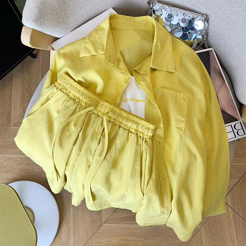 Sling shorts Casual sun shirt 3pcs set for women