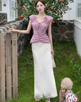 Lace pure skirt frenum chiffon shirt 2pcs set for women