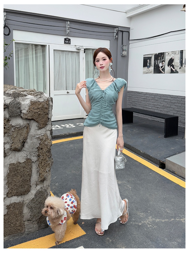Lace pure skirt frenum chiffon shirt 2pcs set for women