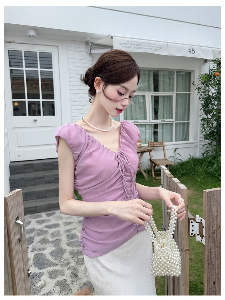 Lace pure skirt frenum chiffon shirt 2pcs set for women