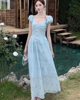 Elegant embroidery France style summer dress for women