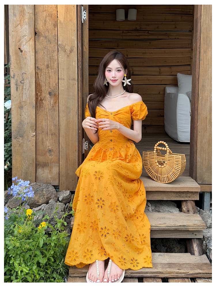 Elegant embroidery France style summer dress for women