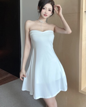Wear swan slim tops temperament wrapped chest dress