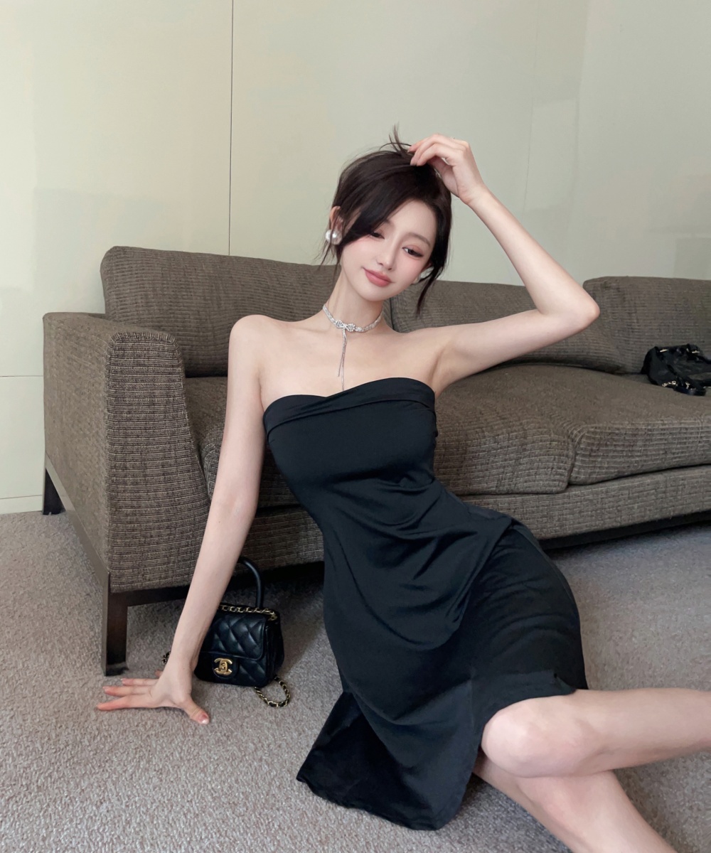 Wear swan slim tops temperament wrapped chest dress