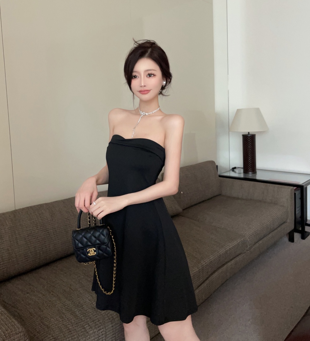Wear swan slim tops temperament wrapped chest dress