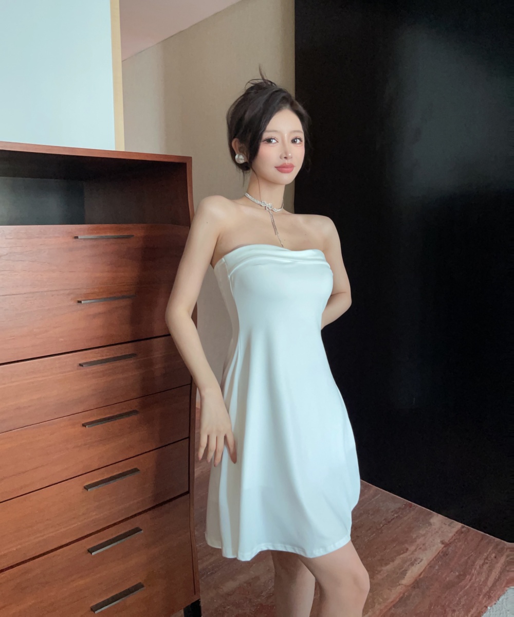 Wear swan slim tops temperament wrapped chest dress