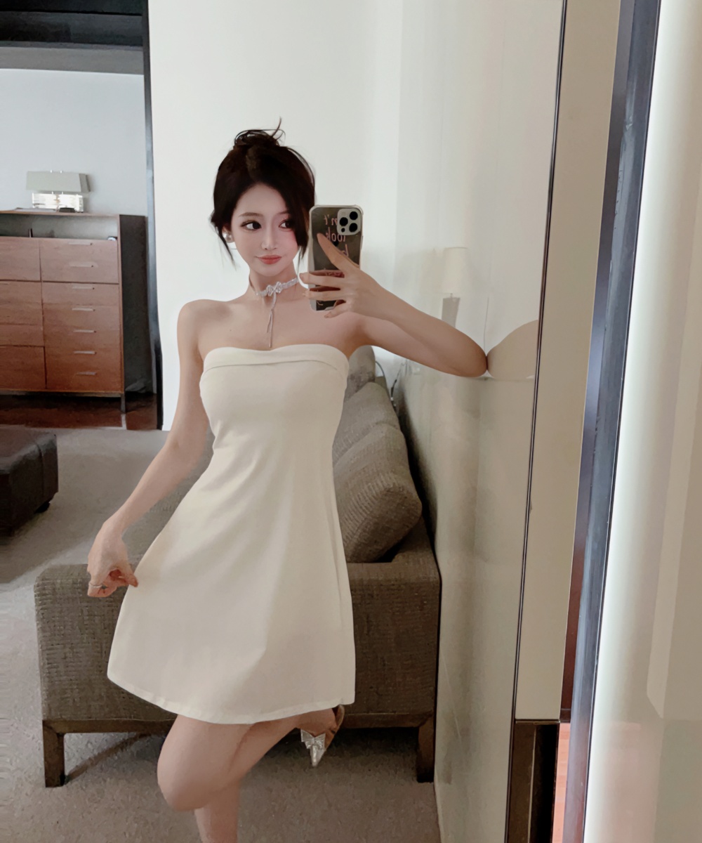 Wear swan slim tops temperament wrapped chest dress