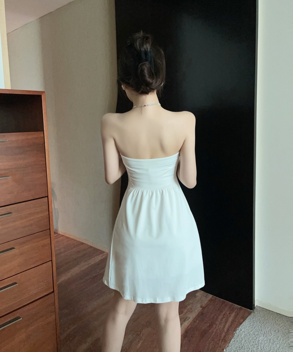 Wear swan slim tops temperament wrapped chest dress