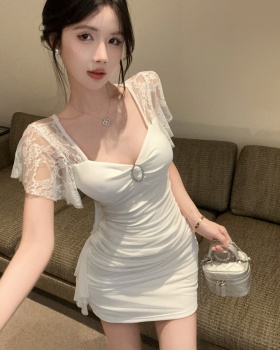 Gauze bottoming short package hip sexy dress