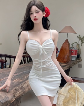 Sling bottoming sexy package hip splice dress