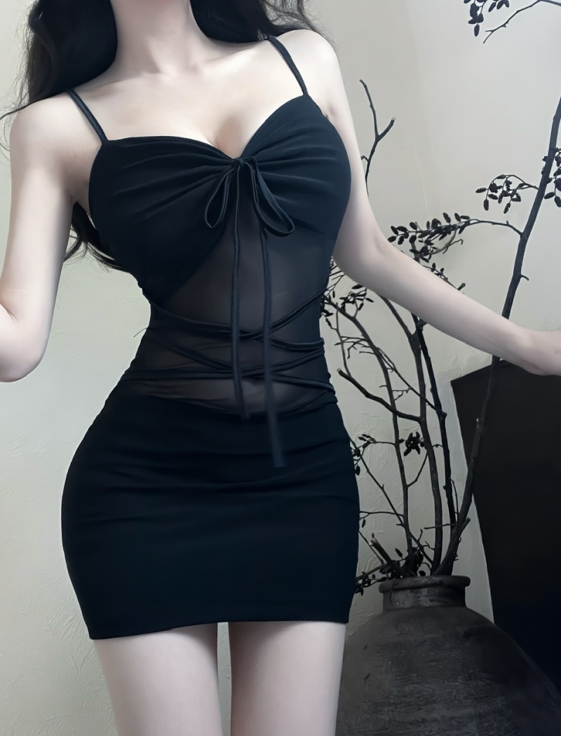 Sling bottoming sexy package hip splice dress
