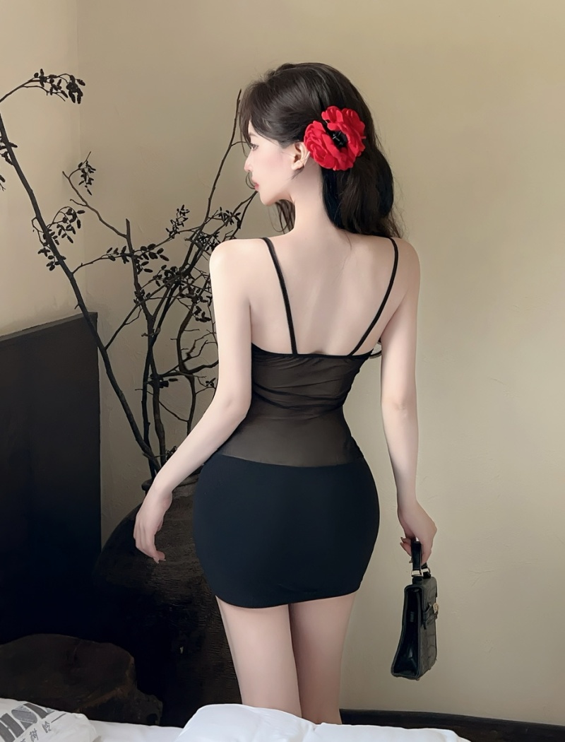 Sling bottoming sexy package hip splice dress