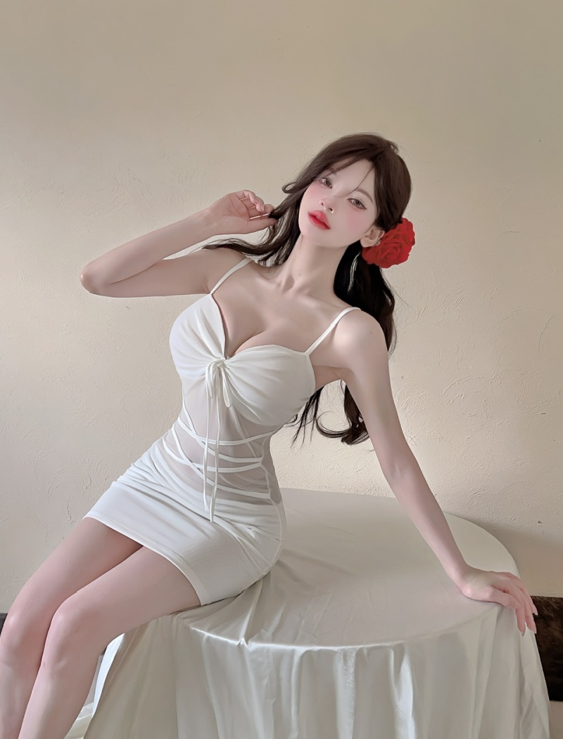 Sling bottoming sexy package hip splice dress