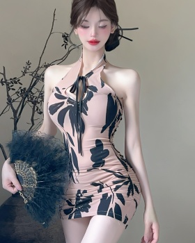 Bottoming short sexy tight elasticity jacquard dress