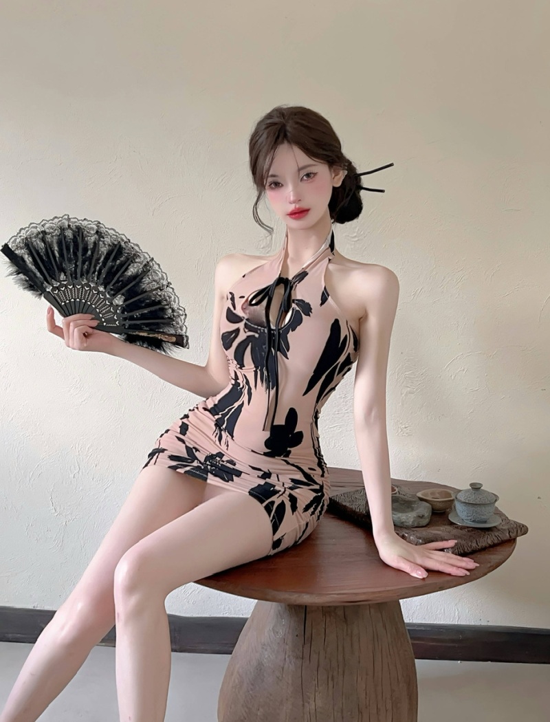 Bottoming short sexy tight elasticity jacquard dress