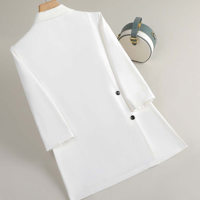 Thin short sleeve split tops summer white coat for women