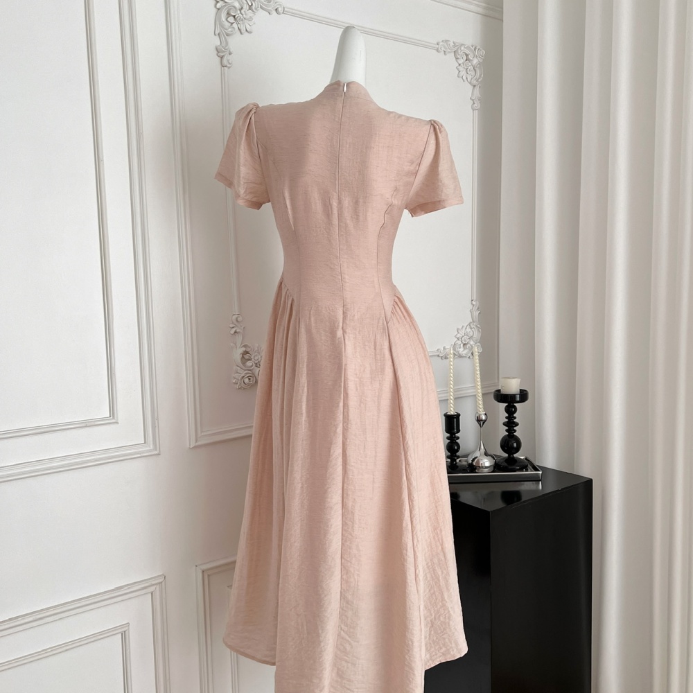 Flax summer cheongsam Chinese style dress