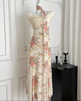 Large yard floral France style summer dress