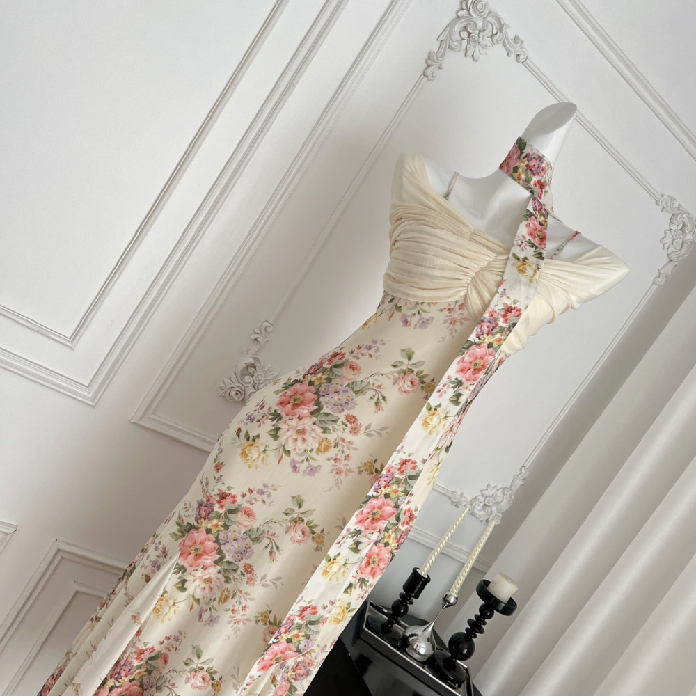 Large yard floral France style summer dress