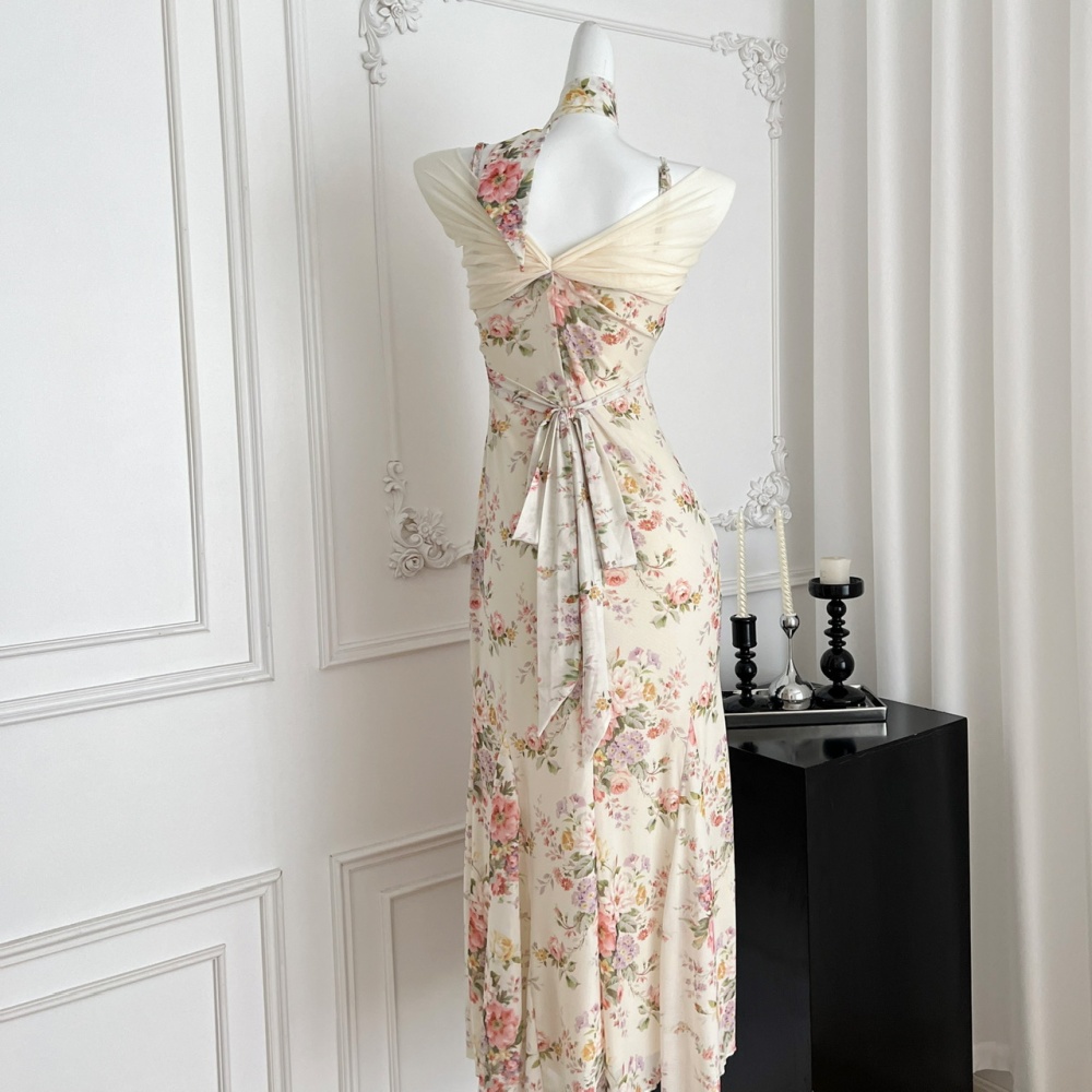 Large yard floral France style summer dress