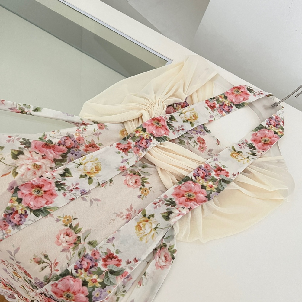 Large yard floral France style summer dress