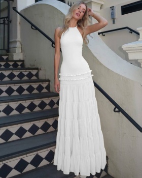 Fold fashion European style sexy summer halter dress