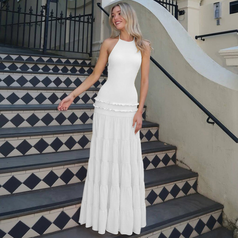 Fold fashion European style sexy summer halter dress