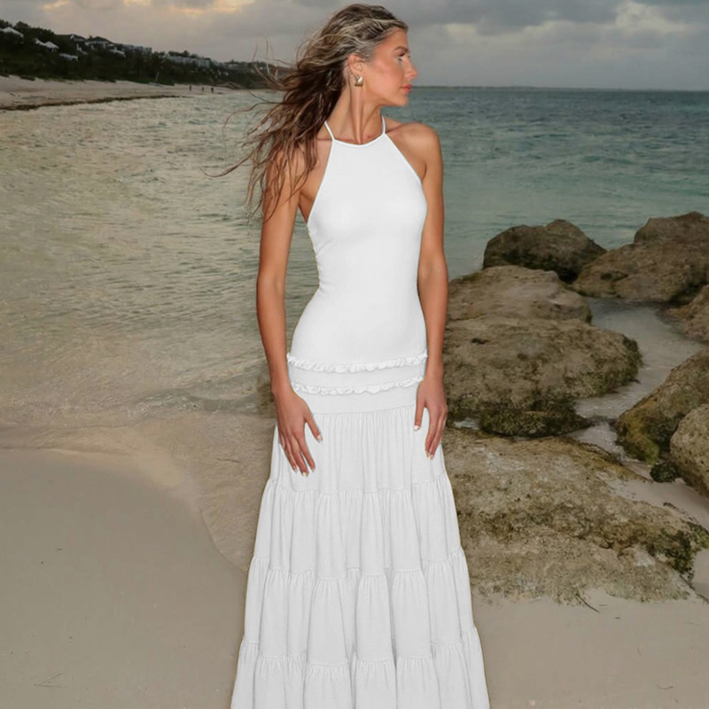Fold fashion European style sexy summer halter dress