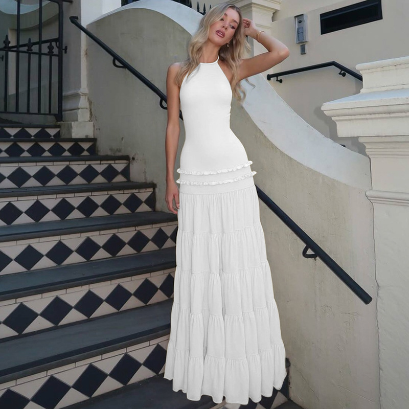 Fold fashion European style sexy summer halter dress