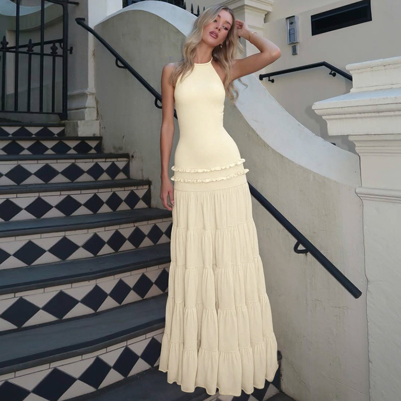 Fold fashion European style sexy summer halter dress