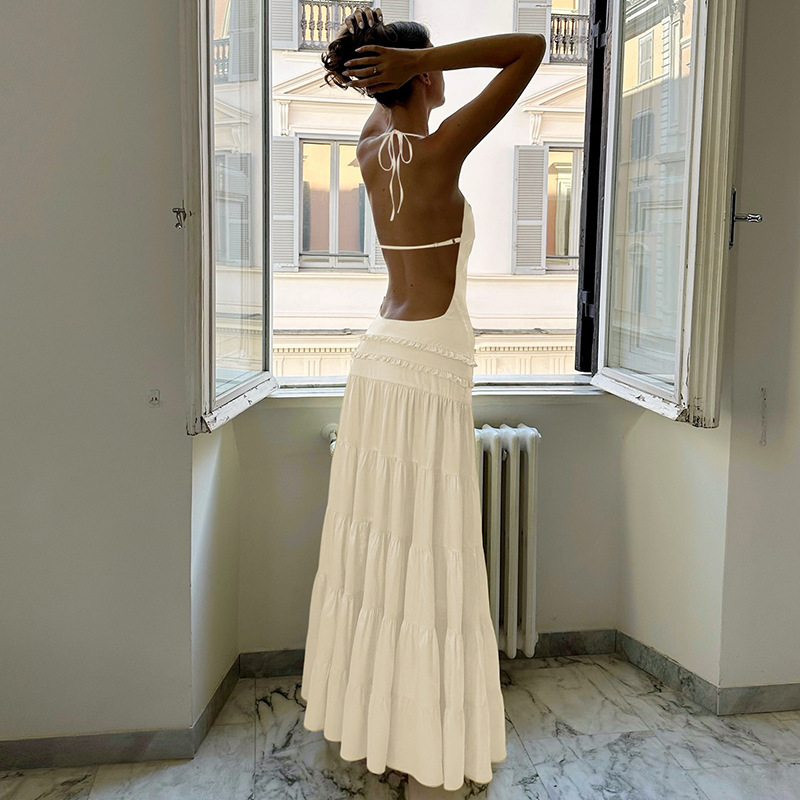 Fold fashion European style sexy summer halter dress
