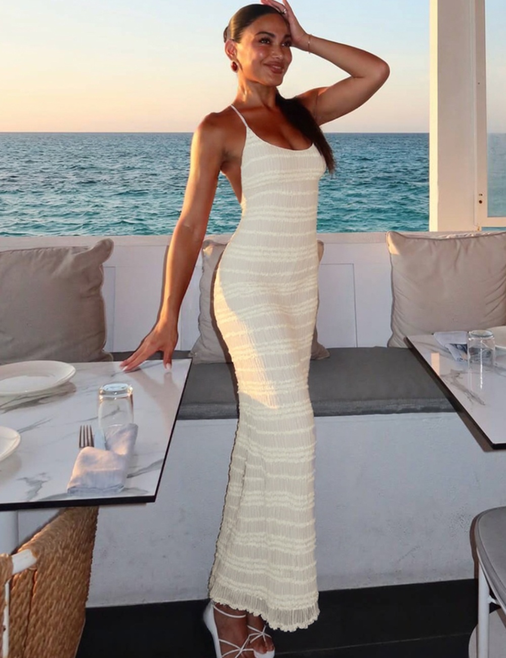Split summer frenum slim fashion sexy halter dress for women