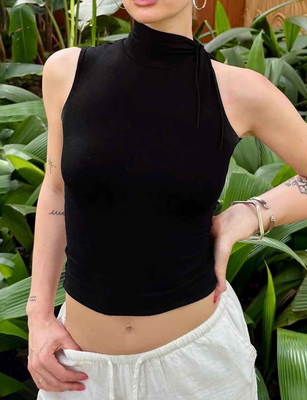 Summer niche buckle tops slim fashion vest for women